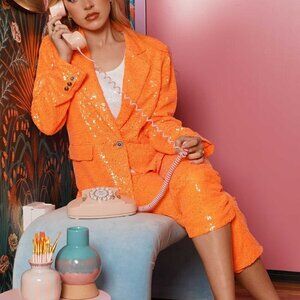 Sparkle Sequin Blazer - Orange